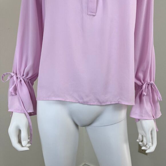 J Crew Women Size S Petite Pink Pleated Pintuck Sheer Chiffon Blouse NEW Top Tie - Picture 6 of 16